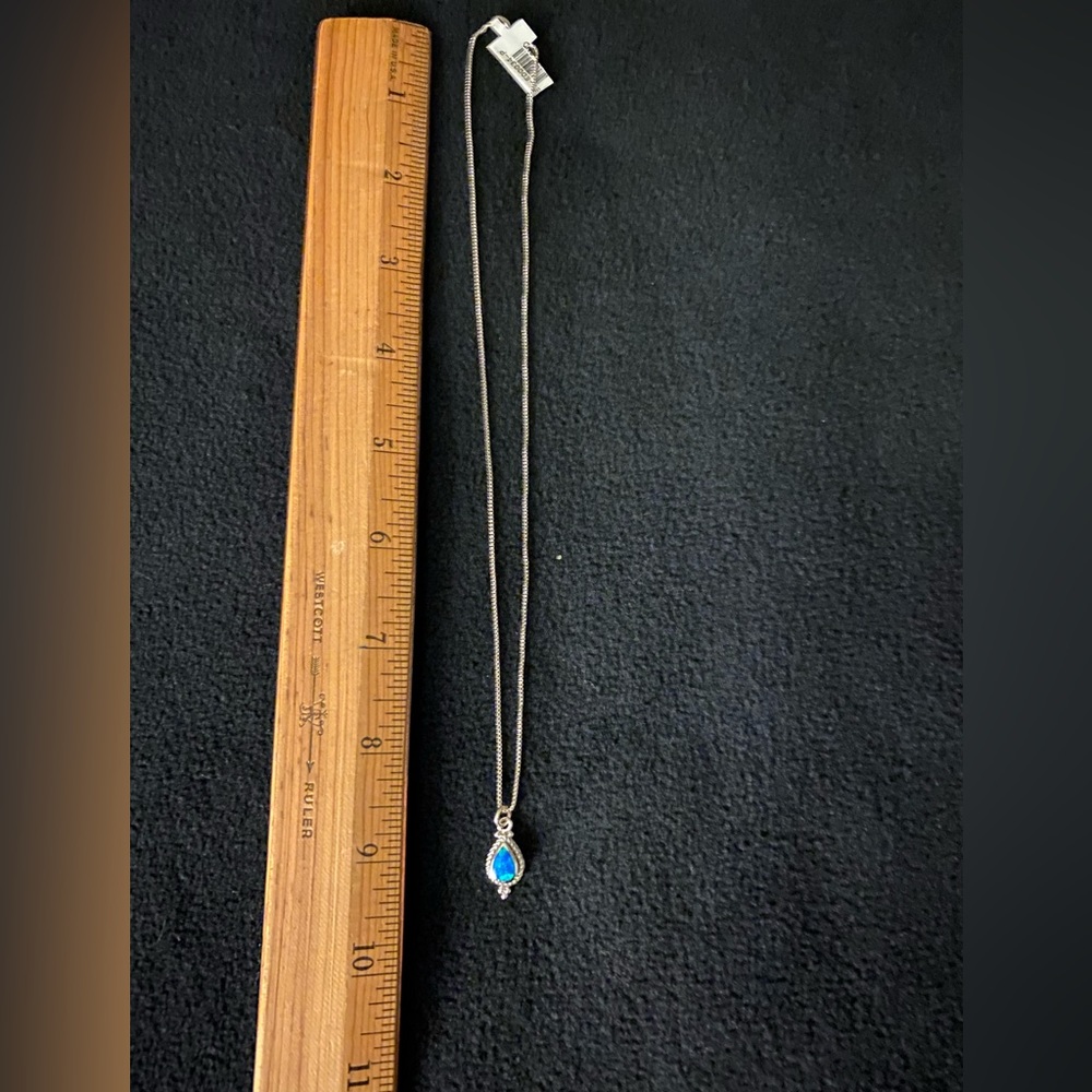 Sterling silver lab created opal necklace